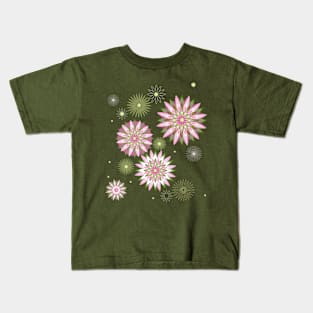 The universe is a floral mandala in green Kids T-Shirt